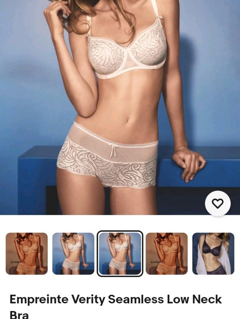 Empreinte Verity Seamless Low-Necked Bra Blush Swirl Lace Underwire Size 34G